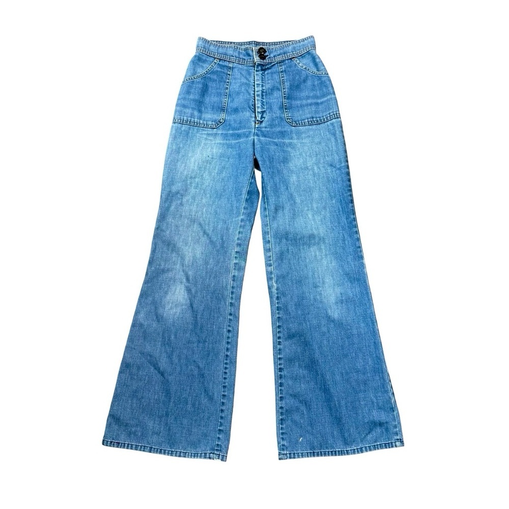 Vintage 70s Levi's Orange Tab Patch Pocket High Waisted Bell Bottoms Flare Jeans - Picture 3 of 12